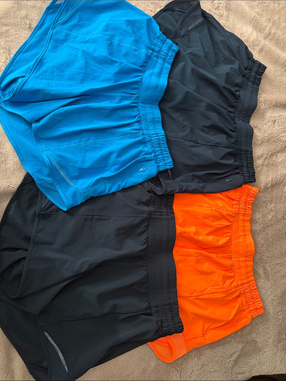 Women’s lot Athletic Running Shorts - Blue, 2 Navy & Orange